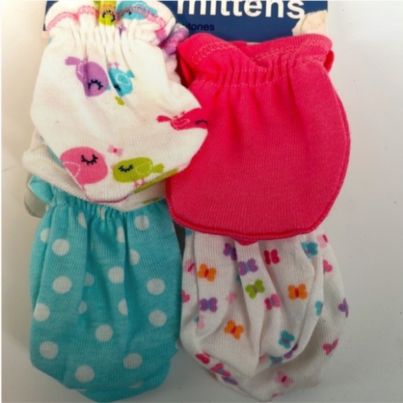 NWT- Baby Girl 4 Pack Mittens Size 0-3 Months - Picture 3 of 5